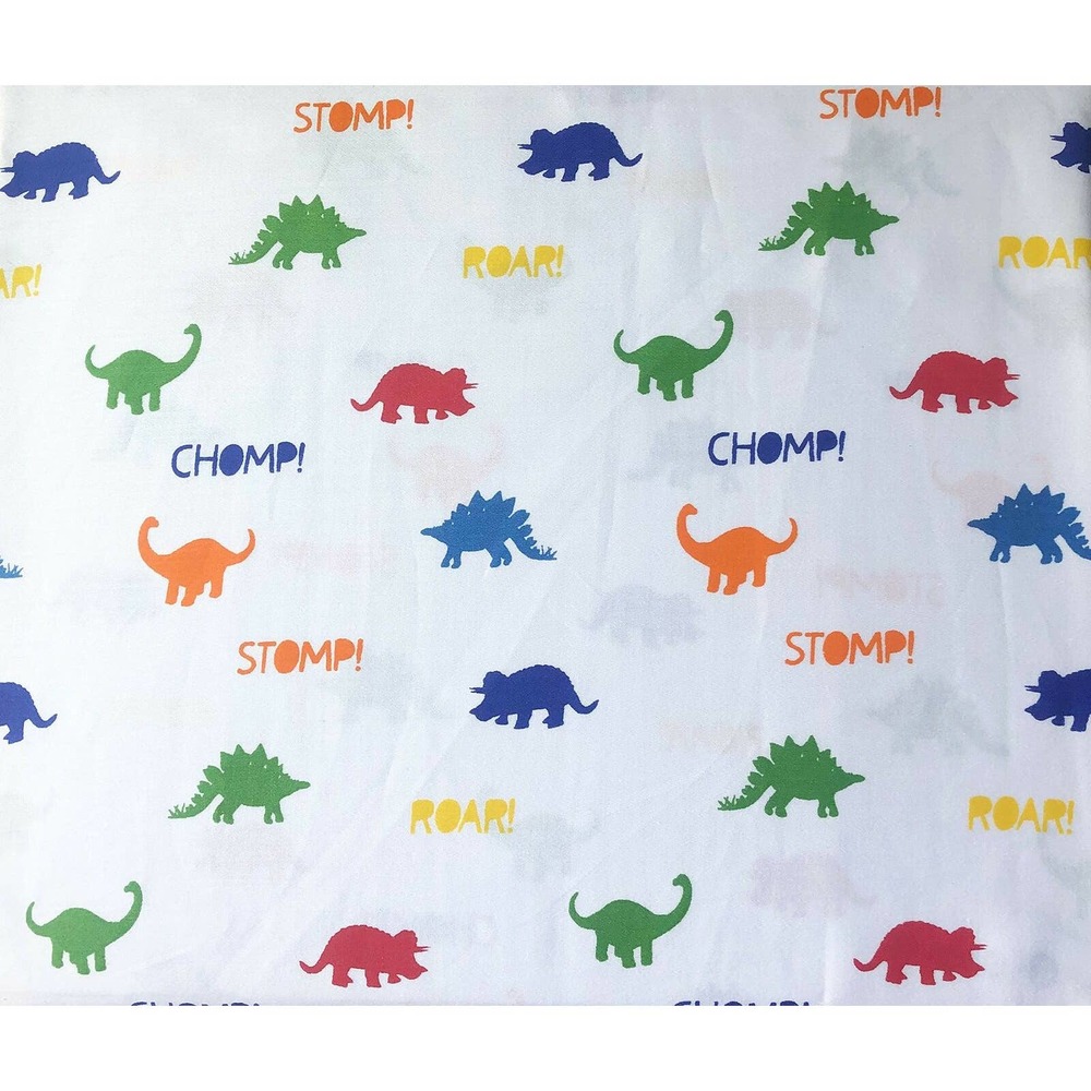 Queenwest 4 Pc Full Size Sheet Set Chomp Stomp Roar Colorful Dinosaurs